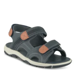 Sandales Sport BLEU Garçon CUIR Motif Uni Scratch