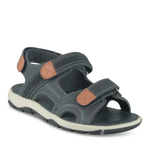Sandales Sport BLEU Garçon CUIR Motif Uni Scratch