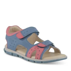 Sandales Sport BLEU Garçon CUIR Motif Uni Scratch