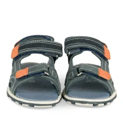 Sandales Sport BLEU Garçon CUIR Motif Uni Scratch