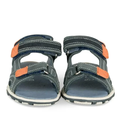 Sandales Sport BLEU Garçon CUIR Motif Uni Scratch