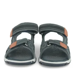 Sandales Sport BLEU Garçon CUIR Motif Uni Scratch