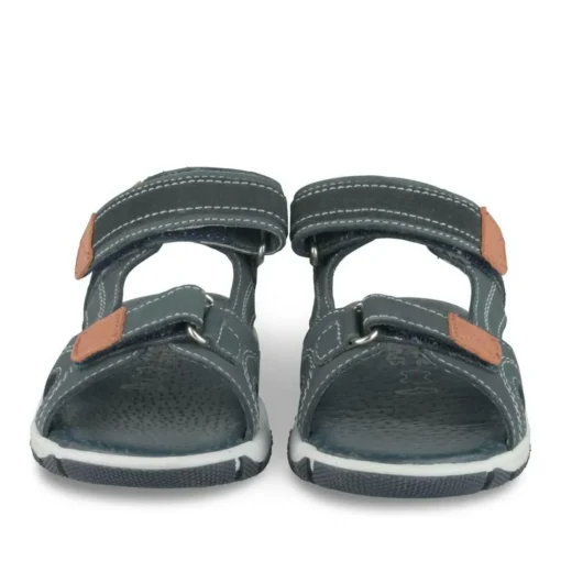 Sandales Sport BLEU Garçon CUIR Motif Uni Scratch
