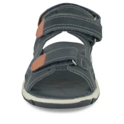 Sandales Sport BLEU Garçon CUIR Motif Uni Scratch