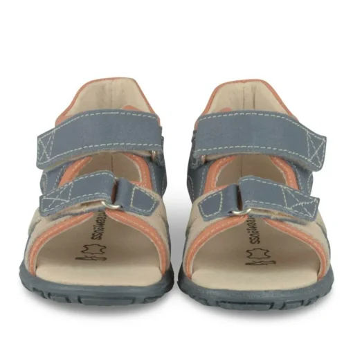Sandales Sport BLEU Garçon CUIR Motif Multicolore Scratch