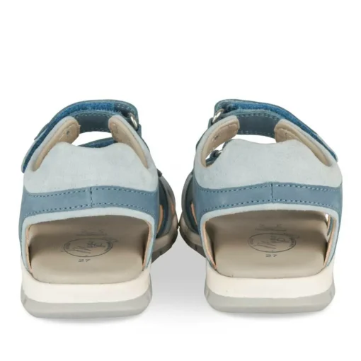 Sandales Sport BLEU Garçon CUIR Motif Uni Scratch
