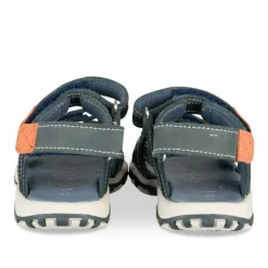Sandales Sport BLEU Garçon CUIR Motif Uni Scratch