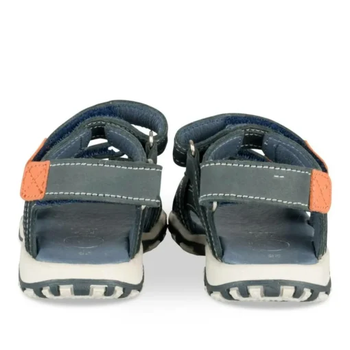 Sandales Sport BLEU Garçon CUIR Motif Uni Scratch