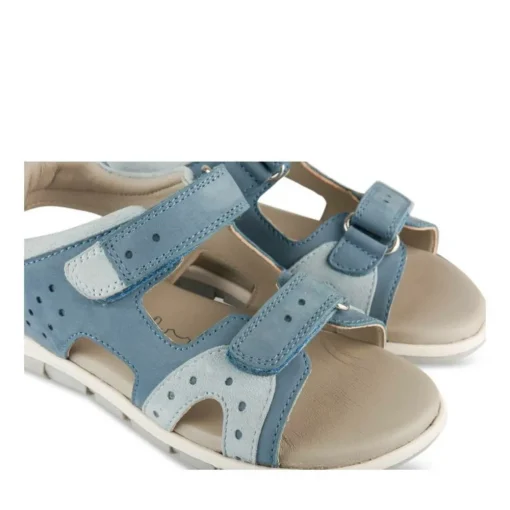 Sandales Sport BLEU Garçon CUIR Motif Uni Scratch