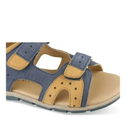 Sandales Sport BLEU Garçon CUIR Motif Uni Scratch