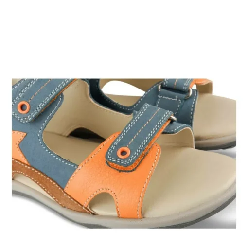Sandales Sport BLEU Garçon CUIR Motif Etoiles Scratch