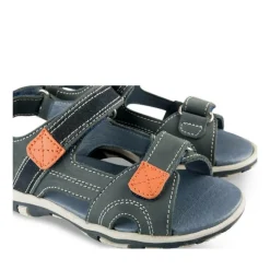 Sandales Sport BLEU Garçon CUIR Motif Uni Scratch