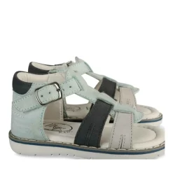 Sandales Sport BLEU Garçon CUIR Motif Uni Boucle