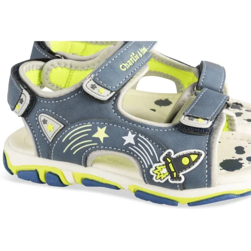 Sandales Sport BLEU Garçon Motif Espace Scratch