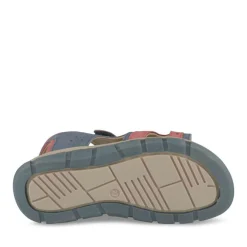 Sandales Sport BLEU Garçon CUIR Motif Uni Scratch