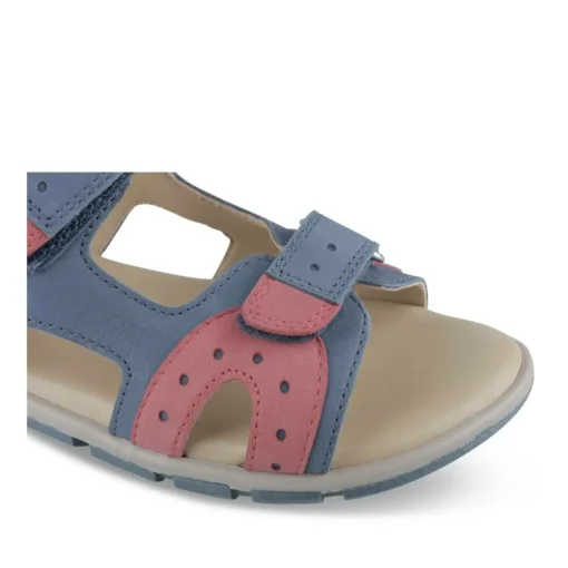 Sandales Sport BLEU Garçon CUIR Motif Uni Scratch