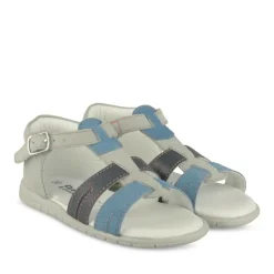 Sandales Sport GRIS Garçon CUIR Motif Uni Boucle