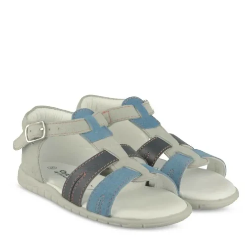 Sandales Sport GRIS Garçon CUIR Motif Uni Boucle