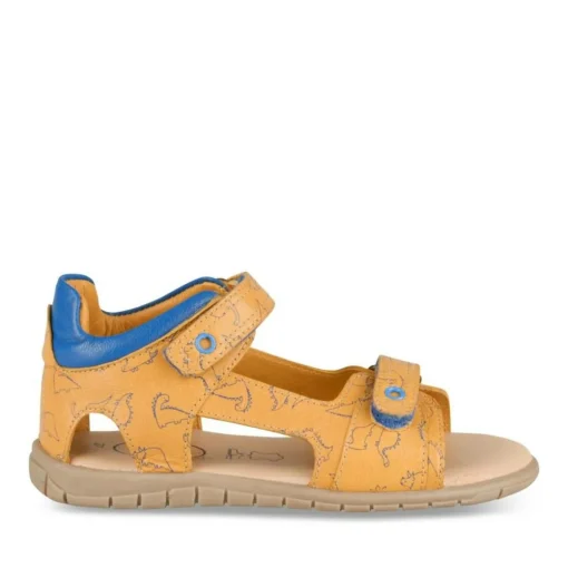 Sandales Sport JAUNE Garçon CUIR Motif Animal Scratch