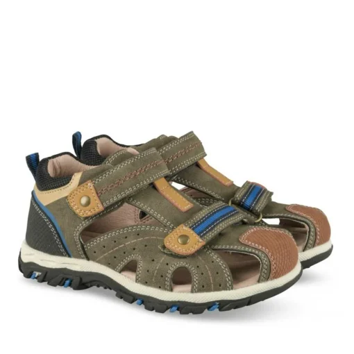 Sandales Sport KAKI Garçon Motif Uni Scratch