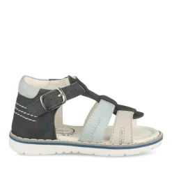 Sandales Sport NOIR Garçon CUIR Motif Multicolore Scratch