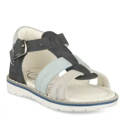 Sandales Sport NOIR Garçon CUIR Motif Multicolore Scratch