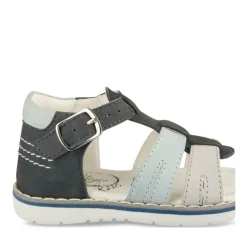 Sandales Sport NOIR Garçon CUIR Motif Multicolore Scratch