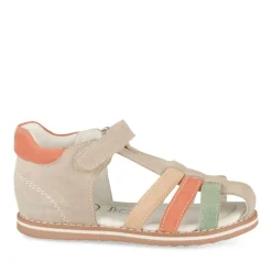 Sandales TAUPE Garçon CUIR Motif Multicolore Scratch