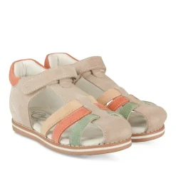 Sandales TAUPE Garçon CUIR Motif Multicolore Scratch