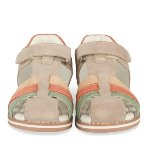 Sandales TAUPE Garçon CUIR Motif Multicolore Scratch