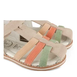 Sandales TAUPE Garçon CUIR Motif Multicolore Scratch