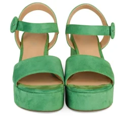 Sandales VERT Femme Motif Uni Boucle