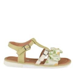 Sandales VERT Fille Motif Fleuri Boucle
