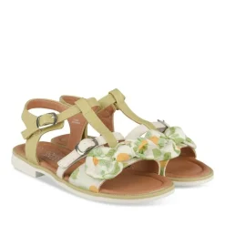 Sandales VERT Fille Motif Fleuri Boucle