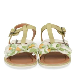 Sandales VERT Fille Motif Fleuri Boucle