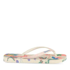 Tongs BEIGE Femme Motif Uni A Enfiler
