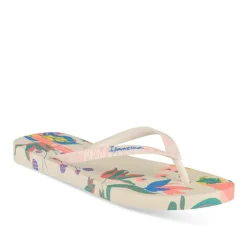Tongs BEIGE Femme Motif Uni A Enfiler