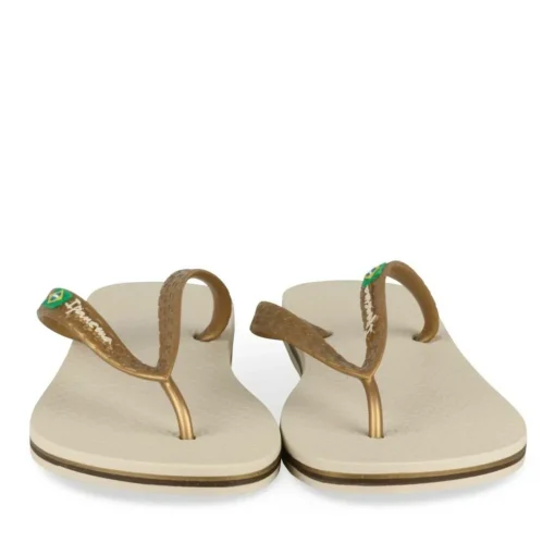 Tongs BEIGE Femme Motif Uni A Enfiler