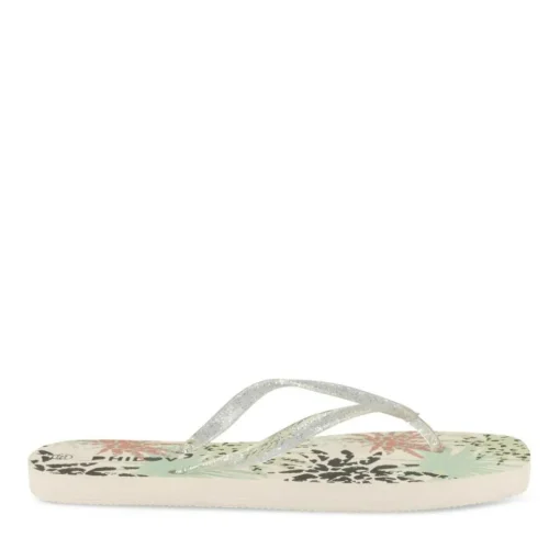 Tongs BLANC Femme Motif Uni A Enfiler