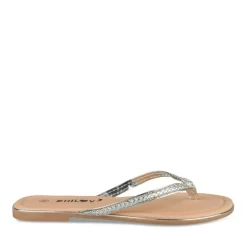 Tongs Entredoigt ARGENT Femme Motif Paillettes A Enfiler