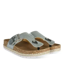 Tongs Entredoigt ARGENT Femme Motif Uni A Enfiler