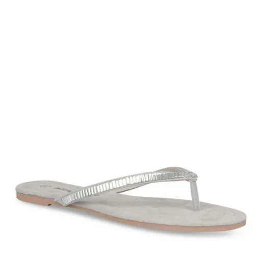 Tongs Entredoigt ARGENT Femme Motif Uni A Enfiler