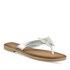 Tongs Entredoigt ARGENT Femme Motif Paillettes A Enfiler