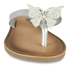 Tongs Entredoigt ARGENT Femme Motif Paillettes A Enfiler
