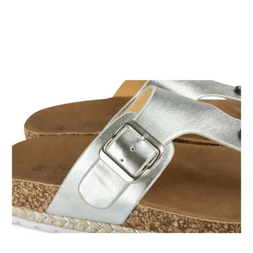 Tongs Entredoigt ARGENT Femme Motif Uni A Enfiler