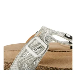 Tongs Entredoigt ARGENT Femme Motif Uni A Enfiler