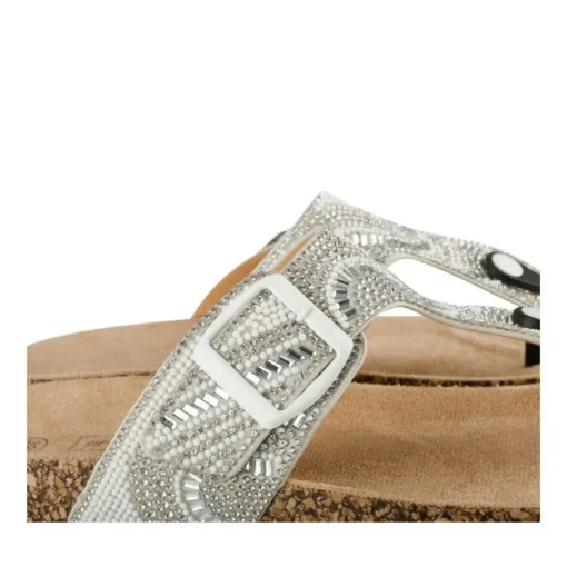 Tongs Entredoigt ARGENT Femme Motif Uni A Enfiler