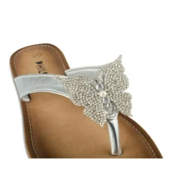 Tongs Entredoigt ARGENT Femme Motif Paillettes A Enfiler