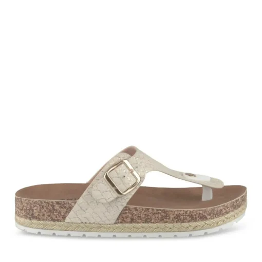 Tongs Entredoigt BEIGE Femme Motif Animal A Enfiler