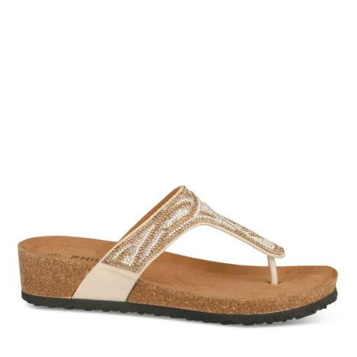 Tongs Entredoigt BEIGE Femme Motif Paillettes A Enfiler
